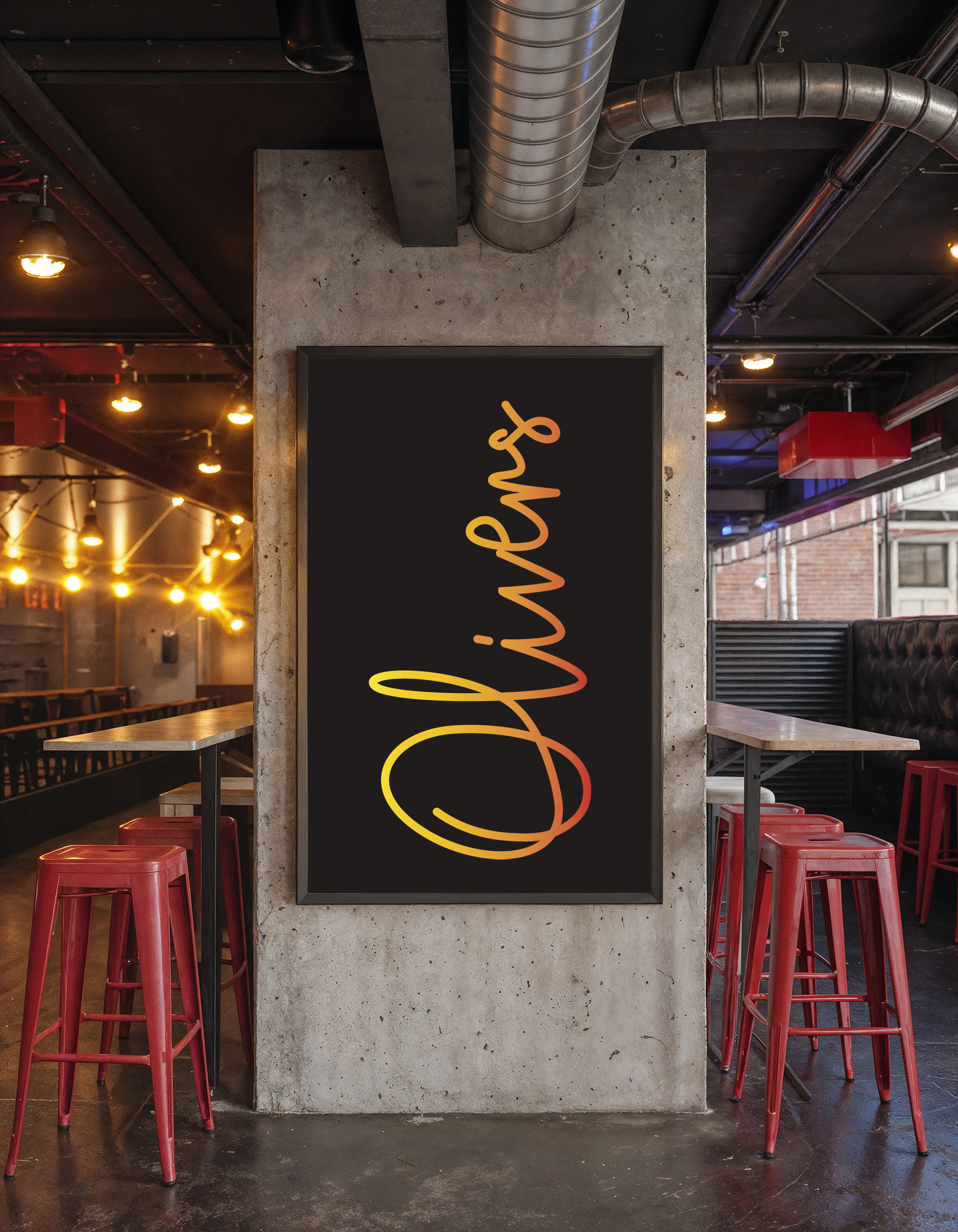 Hösten 2025 öppnade Halmstads nya restaurang Olivers. Kunden kontaktade mig för att få hjälp att förverkliga sin idé till företagets nya logotyp.